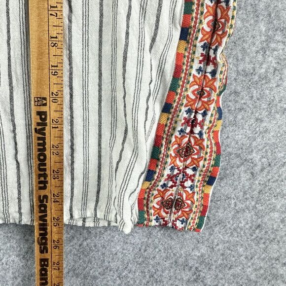 Savanna Jane Top Womens 3X Floral Embroidered Striped Flutter Sleeve Shirt Boho - Picture 11 of 13